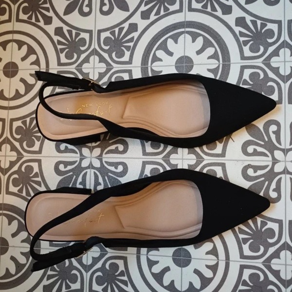New Look Black Pointed Slingback Heels